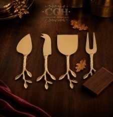Leaf design cheese set of 4 pc